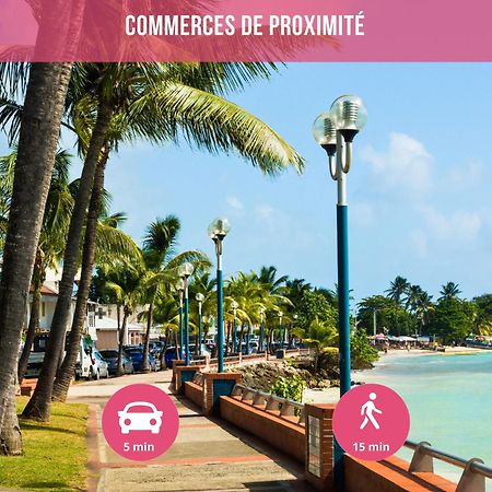 Le Sable Bleu - Evasion Tropicale A Sainte-Anne - Plage 5Min - Piscine - Parking - Logement Climatise - Vue Sur Les Palmiers - Parfait Pour Sejours En Famille Ou Entre Amis Exterior photo